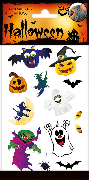 12x Plak Tattoos Halloween Spooky