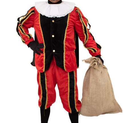 Pieten pak / Piet kostuum - Zwart / Rood unisex